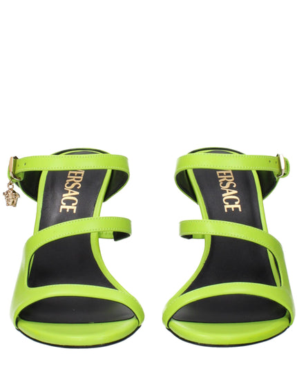 Versace Green Leather Stiletto Heel Sandals