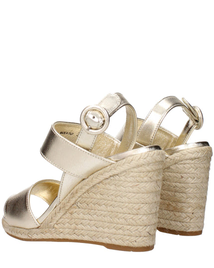 Prada Gold Leather Wedge Sandals