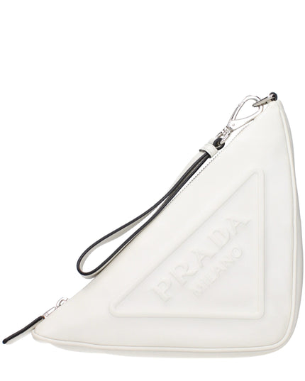 Prada White Leather Clutch Bag