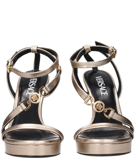 Versace Gold Leather Stiletto Heel Sandals