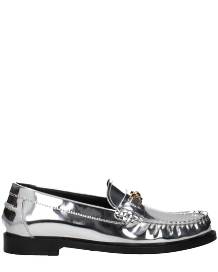 Versace Gray Leather Slip-On Loafers