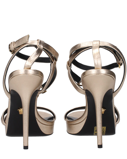 Versace Gold Leather Stiletto Heel Sandals