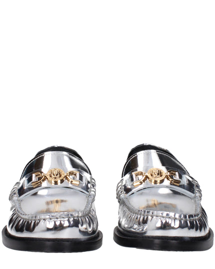 Versace Gray Leather Slip-On Loafers