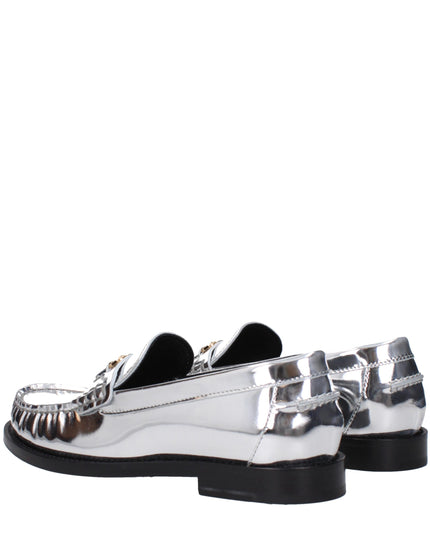 Versace Gray Leather Slip-On Loafers