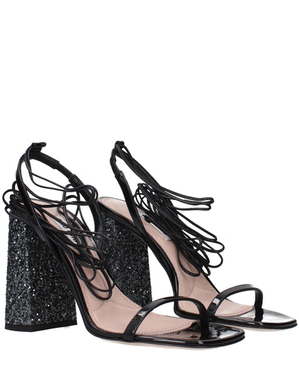 Miu Miu Black Leather Platform Sandals