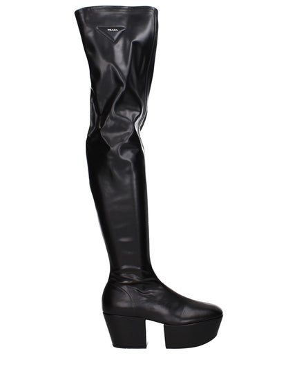 Prada Black Leather Over The Knee