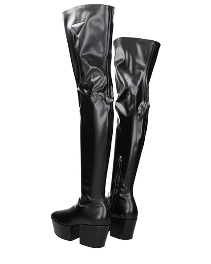 Prada Black Leather Over The Knee