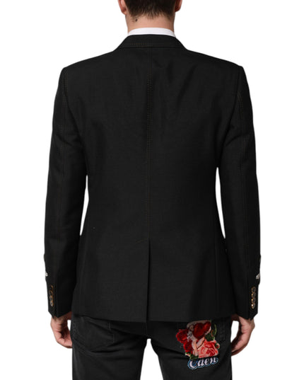 Dolce & Gabbana Black Bee Crown Embellished Suit Coat Blazer