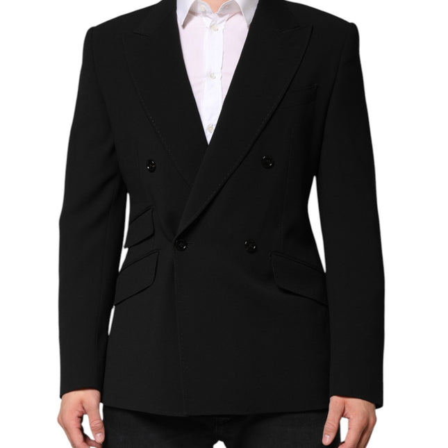 Dolce & Gabbana Black SICILIA Double Breasted Coat Blazer