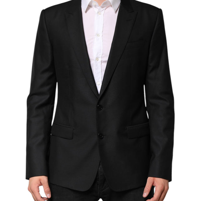 Dolce & Gabbana Black Wool Single Breasted Jacket Blazer