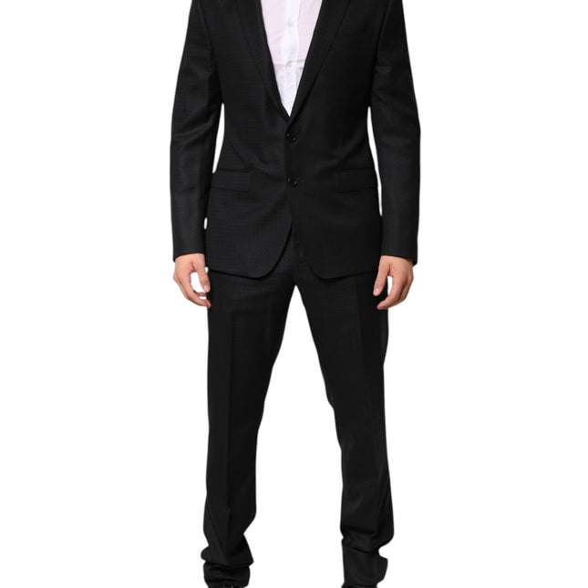 Dolce & Gabbana Black Jacquard Single Breasted 2 Piece Suit