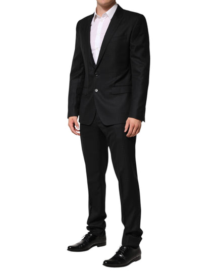 Dolce & Gabbana Black Jacquard Single Breasted 2 Piece Suit