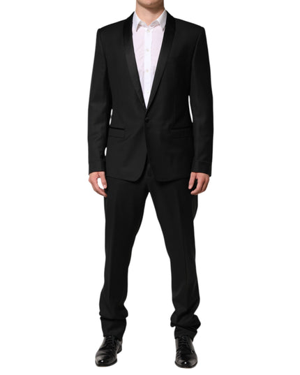 Dolce & Gabbana Black Wool Men Single Breasted 2 Piece Suit