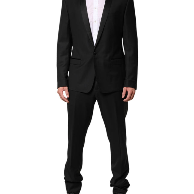 Dolce & Gabbana Black Wool Men Single Breasted 2 Piece Suit