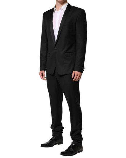 Dolce & Gabbana Black Wool Men Single Breasted 2 Piece Suit