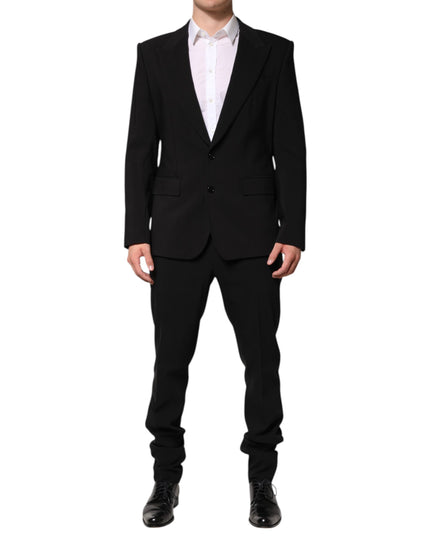 Dolce & Gabbana Black Cotton Single Breasted 2 Piece Suit