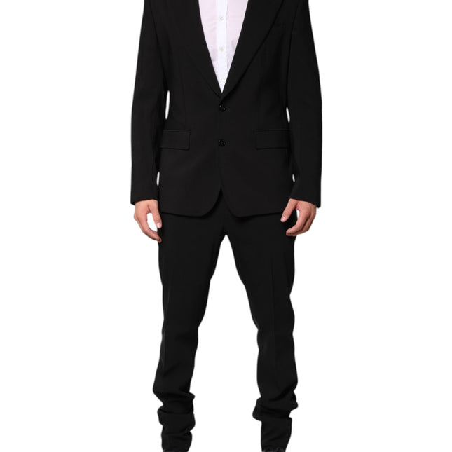 Dolce & Gabbana Black Cotton Single Breasted 2 Piece Suit