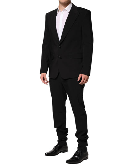 Dolce & Gabbana Black Cotton Single Breasted 2 Piece Suit