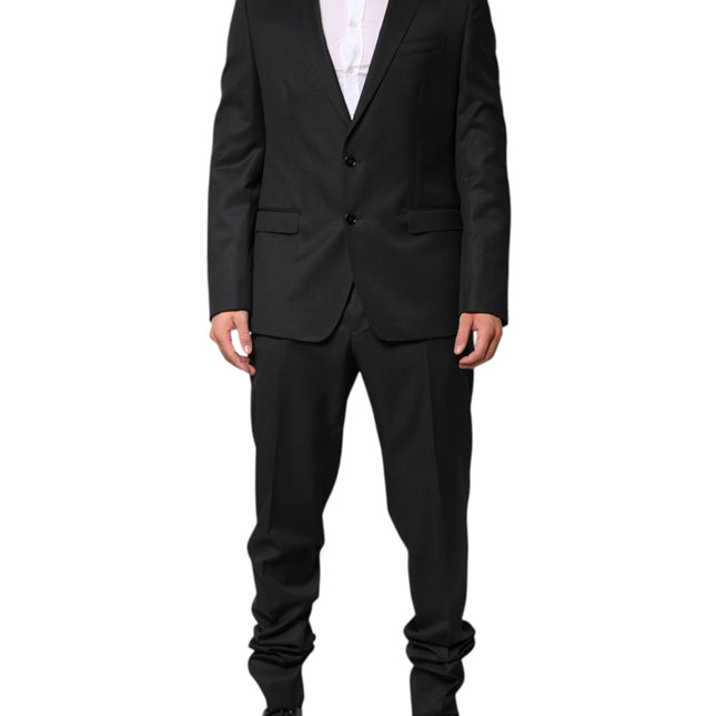 Dolce & Gabbana Dark Gray Wool Single Breasted 2 Piece Suit
