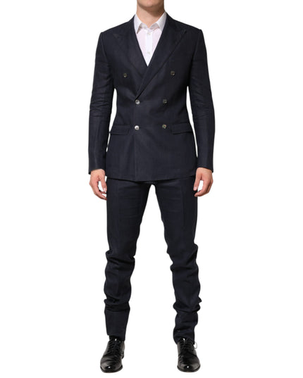 Dolce & Gabbana Dark Blue Double Breasted 2 Piece Suit