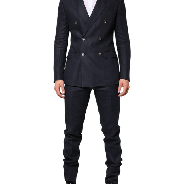 Dolce & Gabbana Dark Blue Double Breasted 2 Piece Suit