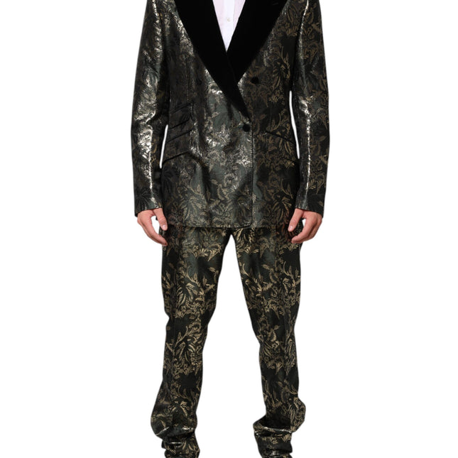 Dolce & Gabbana Metallic Floral Jacquard Silk 2 Piece Suit