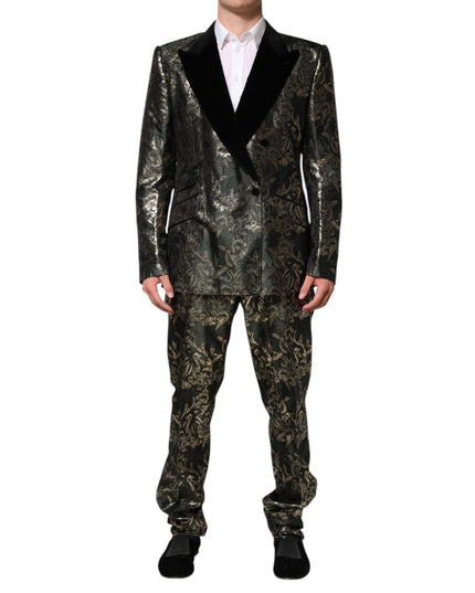 Dolce & Gabbana Metallic Floral Jacquard Silk 2 Piece Suit