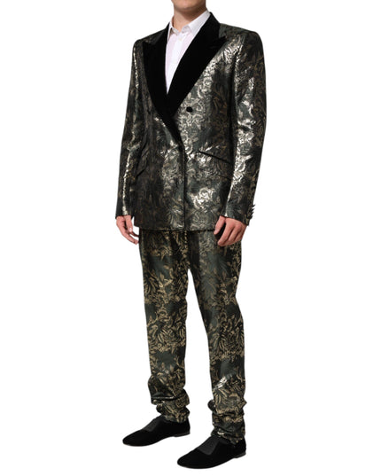 Dolce & Gabbana Metallic Floral Jacquard Silk 2 Piece Suit