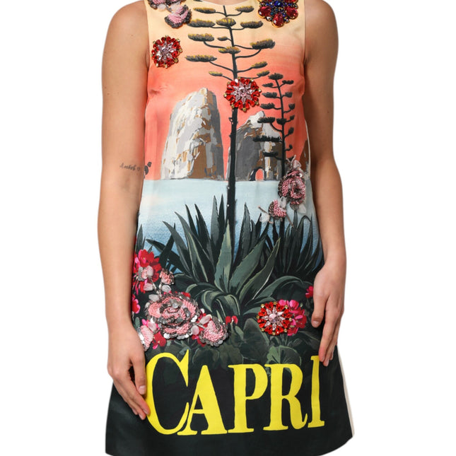 Dolce & Gabbana Multicolor Crystal Embellished A-line Mini Dress