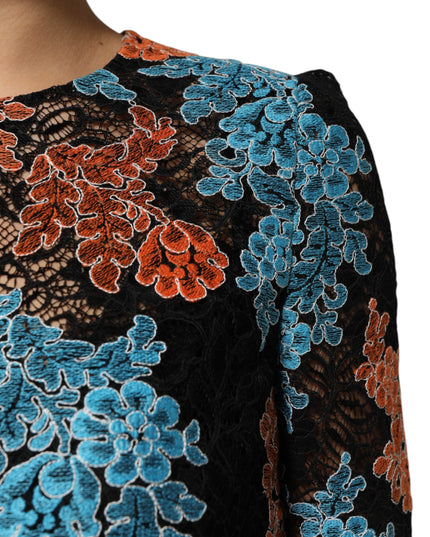 Dolce & Gabbana Multicolor Floral Embroidery Shift Mini Dress