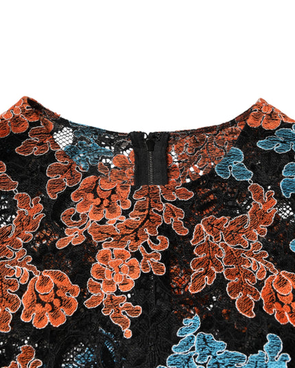 Dolce & Gabbana Multicolor Floral Embroidery Shift Mini Dress