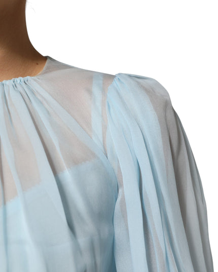 Dolce & Gabbana Fuchsia Light Blue Silk Two Tone Midi Dress