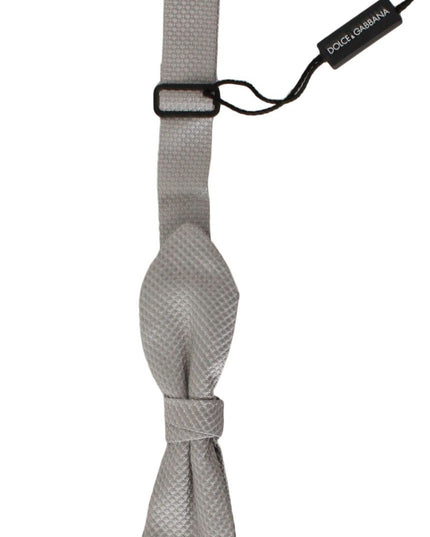 Dolce & Gabbana Gray 100% Silk Faille Adjustable Neck Bow Tie Papillon