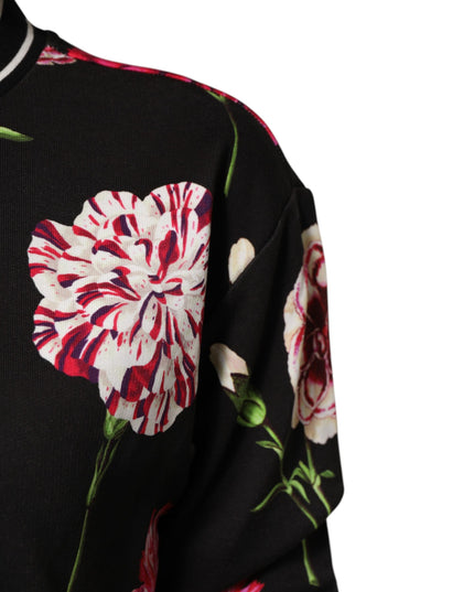 Dolce & Gabbana Black Floral Print Cotton Short Sleeves Top