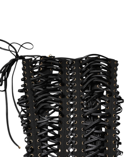 Dolce & Gabbana Black Eyelet Embellished Corset Style Top