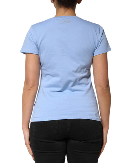 PINKO Blue Love Story Sequined Embellished Short Sleeves T-shirt