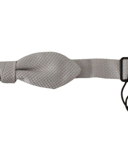 Dolce & Gabbana Gray 100% Silk Faille Adjustable Neck Bow Tie Papillon