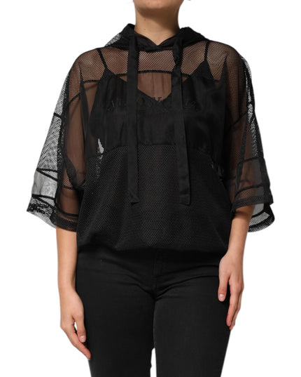 Dolce & Gabbana Black See Through Hooded Pullover Sweater