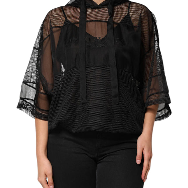 Dolce & Gabbana Black See Through Hooded Pullover Sweater