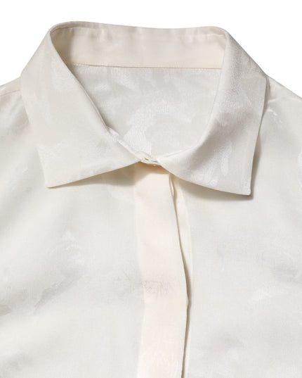 Dolce & Gabbana White Silk Long Sleeves Collared Shirt Top