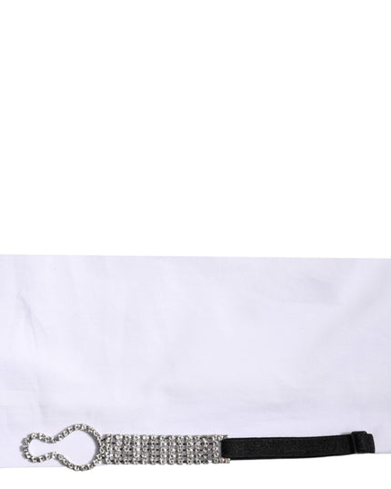 Dolce & Gabbana White Crystal Embellished Collared Shirt Top