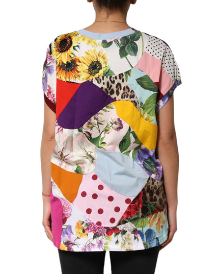 Dolce & Gabbana Multicolor Patchwork Cotton Silk Blouse Top