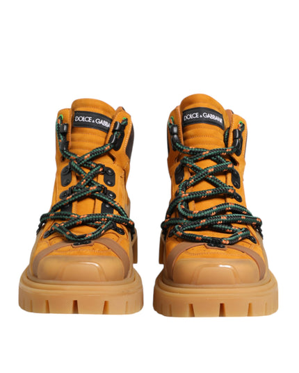 Dolce & Gabbana Orange Lace Up Trekking Ankle Boots Shoes