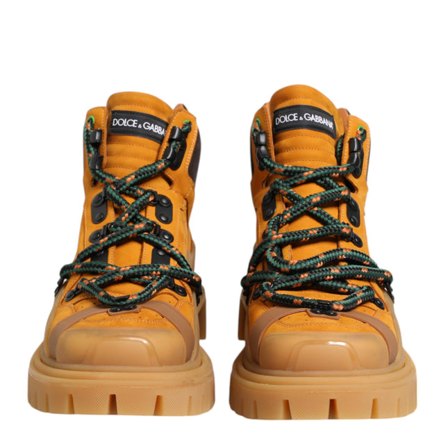 Dolce & Gabbana Orange Lace Up Trekking Ankle Boots Shoes