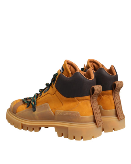 Dolce & Gabbana Orange Lace Up Trekking Ankle Boots Shoes