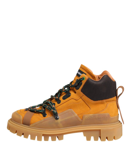 Dolce & Gabbana Orange Lace Up Trekking Ankle Boots Shoes