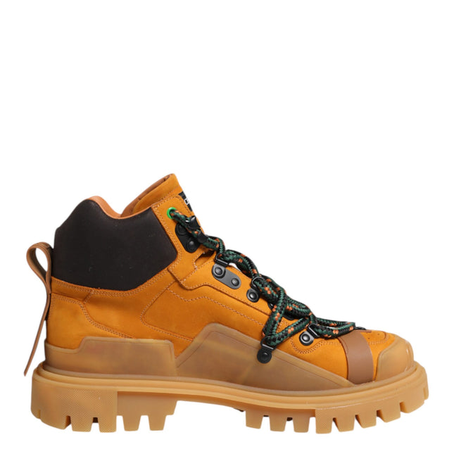 Dolce & Gabbana Orange Lace Up Trekking Ankle Boots Shoes
