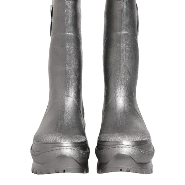 Dolce & Gabbana Metallic Silver Pull On Rain Boots Shoes