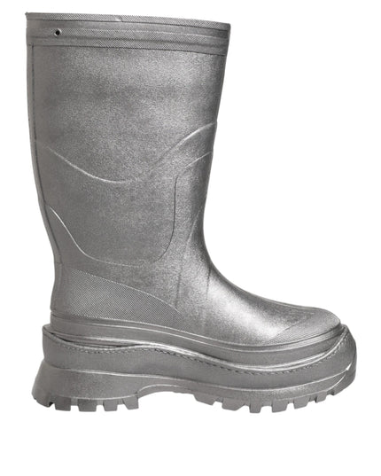 Dolce & Gabbana Metallic Silver Pull On Rain Boots Shoes