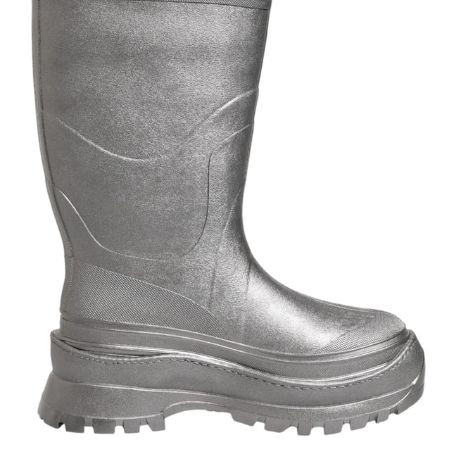 Dolce & Gabbana Metallic Silver Pull On Rain Boots Shoes